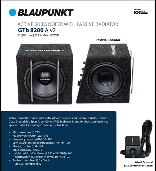 Blaupunkt GTb 8200 A v2 8 inch active car subwoofer
