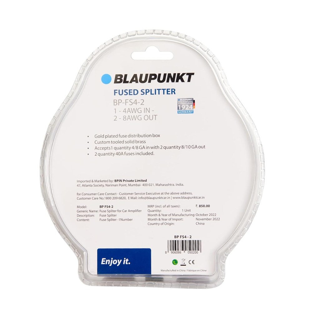Blaupunkt BP-FS4-2 fused splitter cable, 4 AWG to 8 AWG