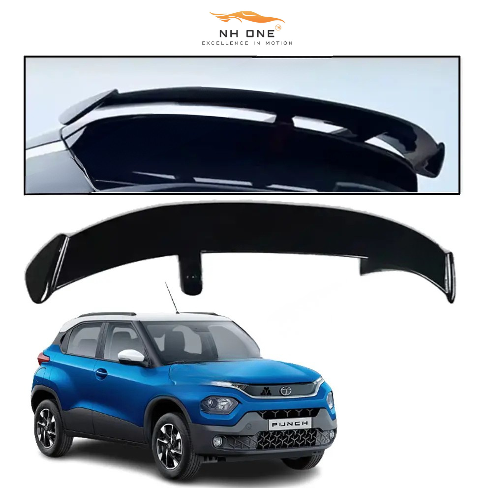 ABS roof spoiler for Tata Punch, glossy black finish