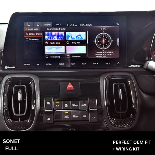 CarDost 9 inch Android stereo frame for Kia Sonet, plug-and-play wiring