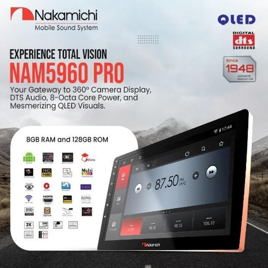 Nakamichi NAM5960 Pro Android car stereo, 8GB/128GB