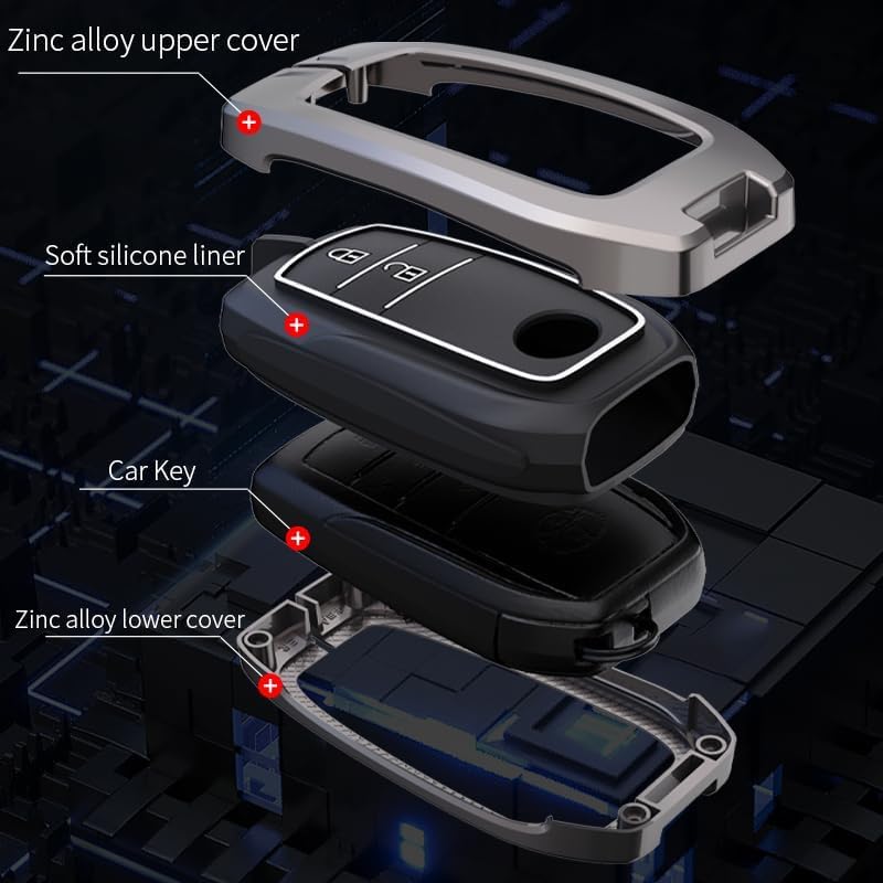 CarDost metal key cover with keychain for Toyota Innova and Fortuner