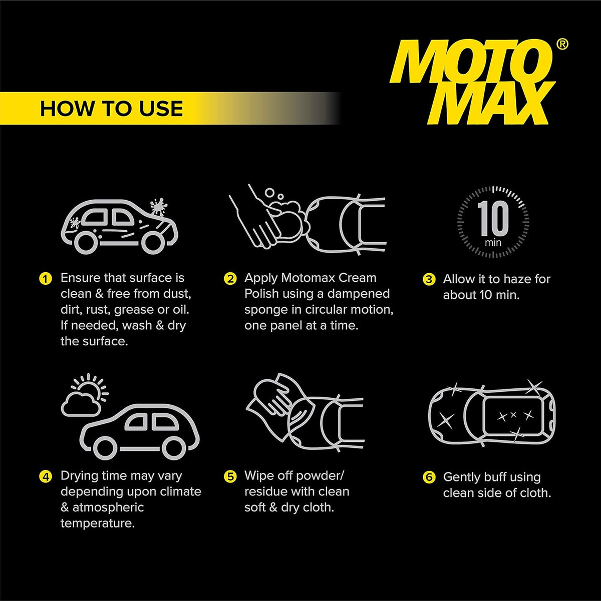 Motomax bike and car cream polish tin, 230g, with sponge