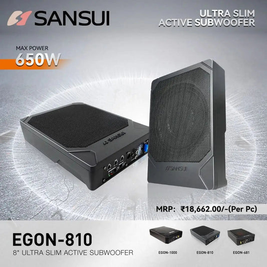 Sansui EGON-810 8 inch active underseat car subwoofer