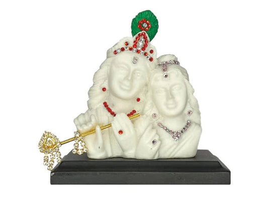 White Radha Krishna statue for car dashboard