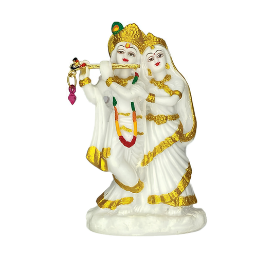 Radha Krishna statue with antique golden lining