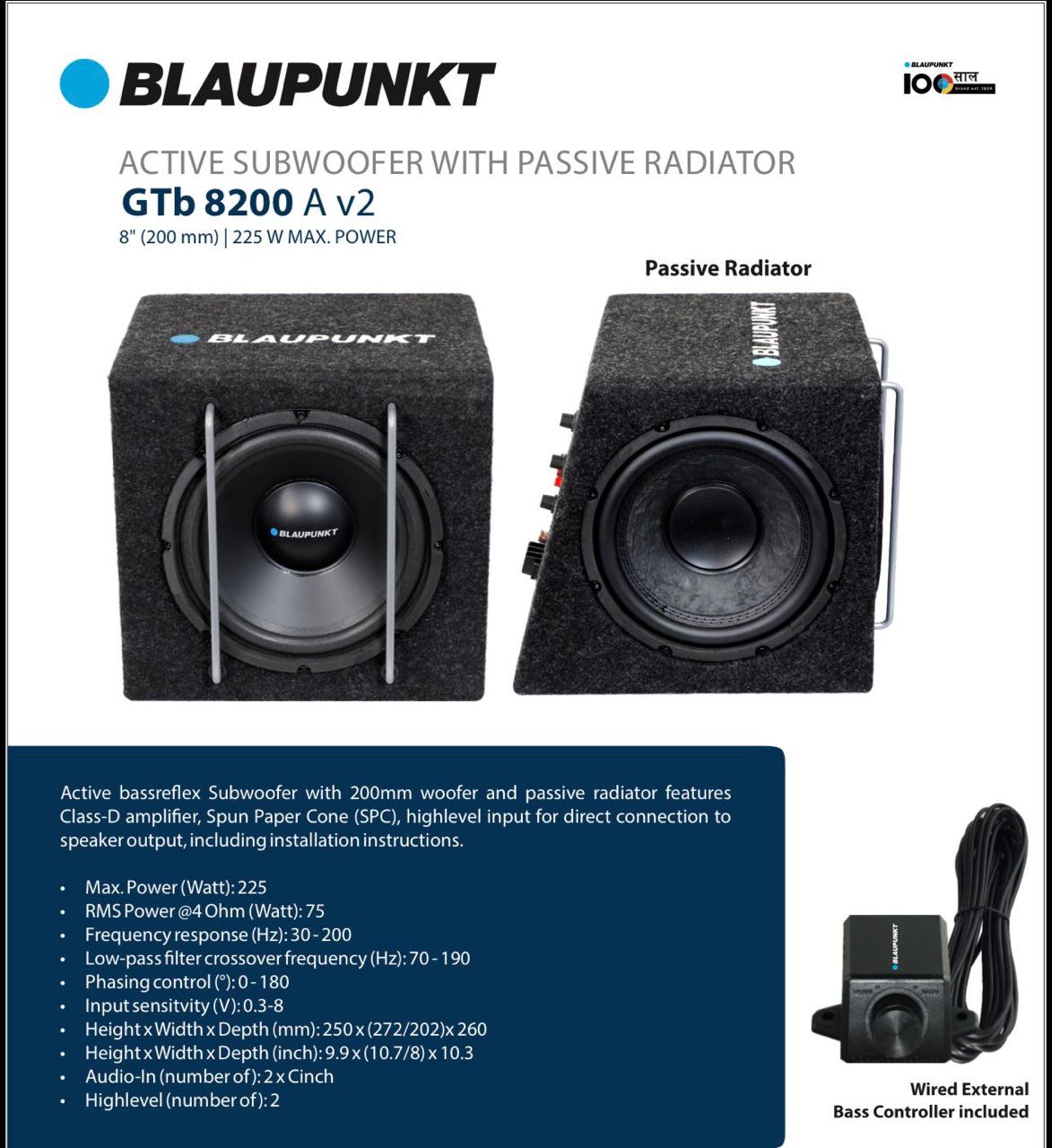 Blaupunkt GTb 8200 A v2 8 inch active car subwoofer