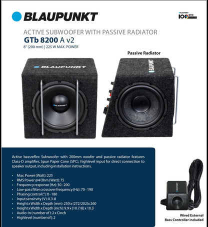 Blaupunkt GTb 8200 A v2 8 inch active car subwoofer