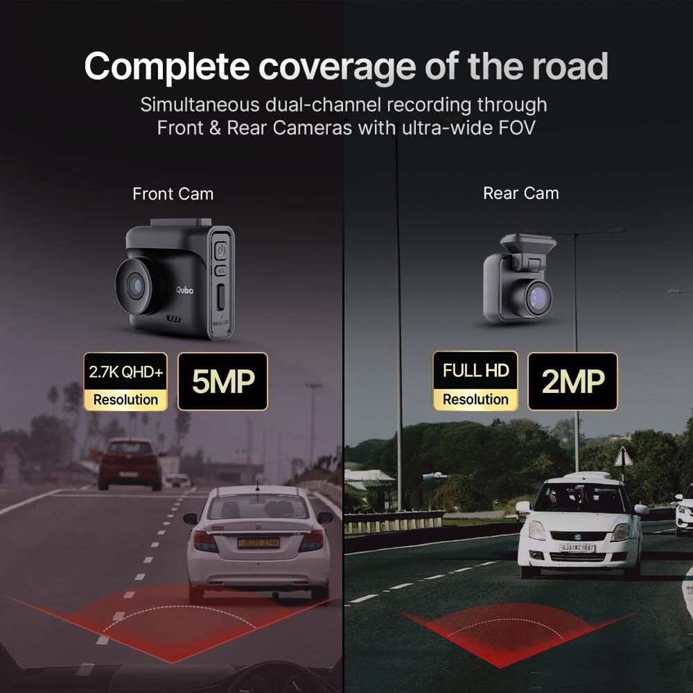 Qubo Dashcam Pro 2.7K dual channel dashcam
