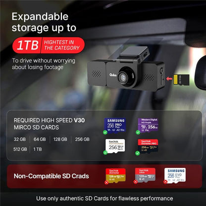 Qubo Dashcam Trio 3-channel front, rear and cabin dashcam