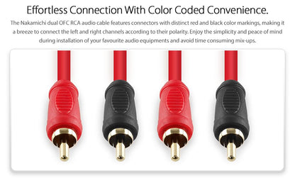 Nakamichi 2-male to 2-male OFC RCA audio cable