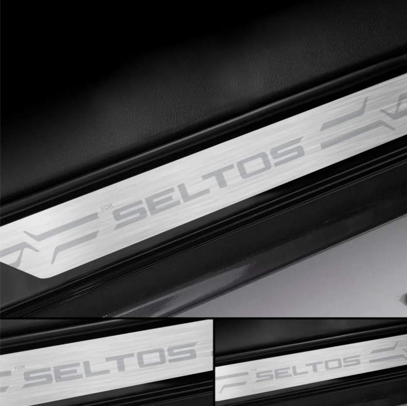 Galio stainless steel door sill guard for Kia Seltos (2019 Onwards), set of 4