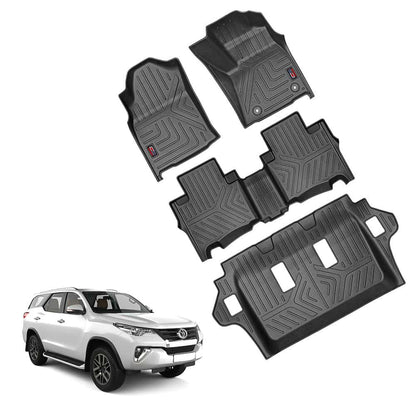 GFX black car floor mats for Manual Toyota Fortuner (2016 Onwards)