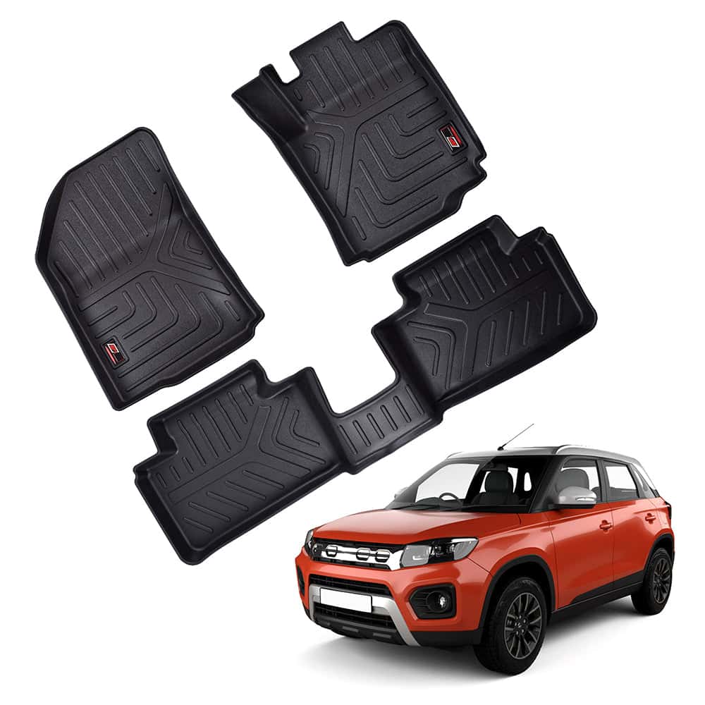 GFX black car floor mats for Maruti Suzuki Vitara Brezza (2016–2021)
