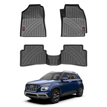 GFX black car floor mats for Hyundai Venue (2019–2021)