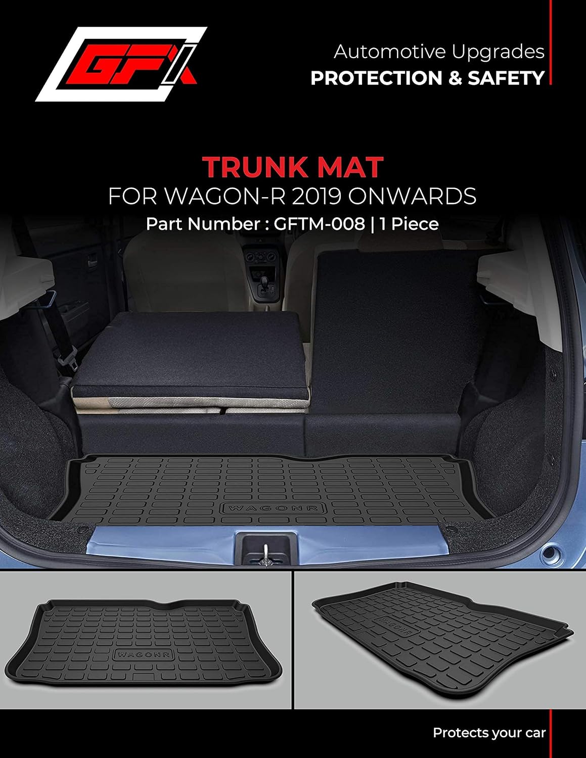 GFX premium trunk boot mat (dicky mat) for Wagon R (2019 Onwards), black