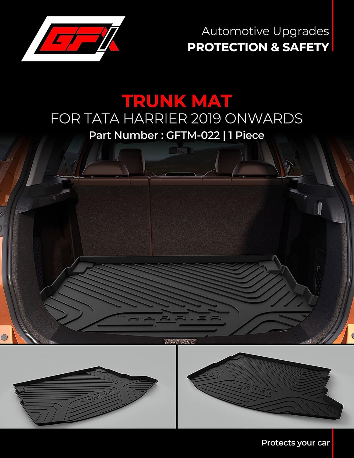 GFX premium trunk boot mat (dicky mat) for Harrier (2019 Onwards), black