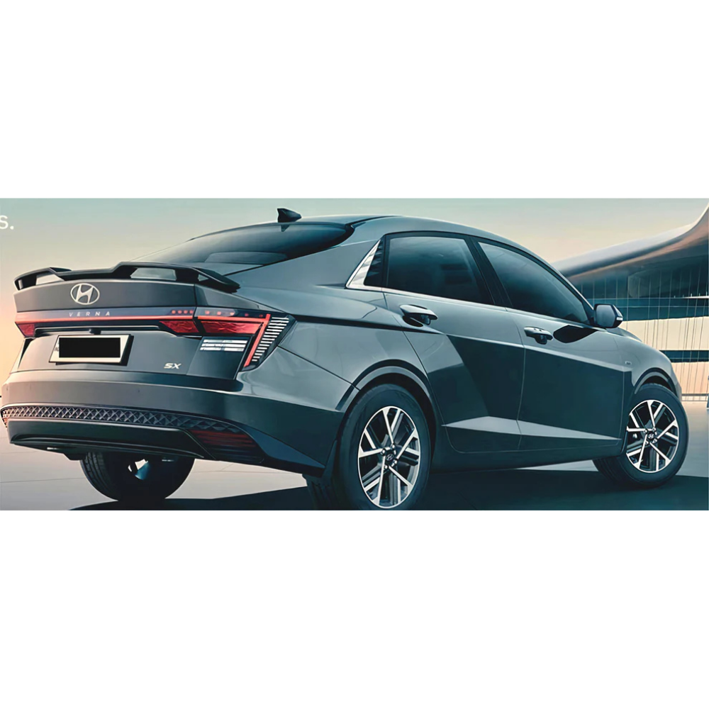 Glossy black rear boot-lip spoiler for Hyundai Verna (2023 onwards)