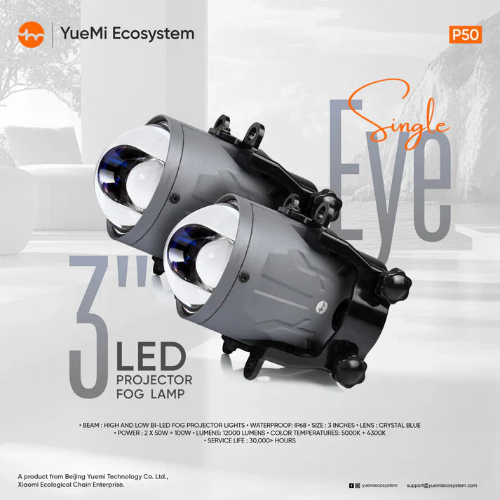 YueMi P50 3-LED projector fog lamp for cars