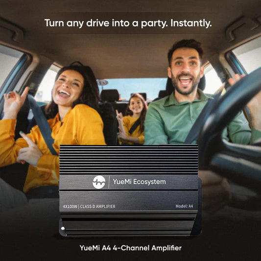 YueMi A4 4-channel Class D car amplifier, 4x100W