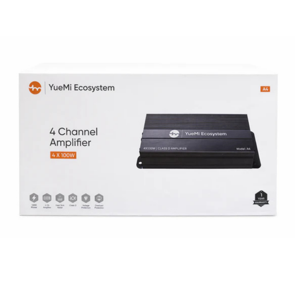 YueMi A4 4-channel Class D car amplifier, 4x100W