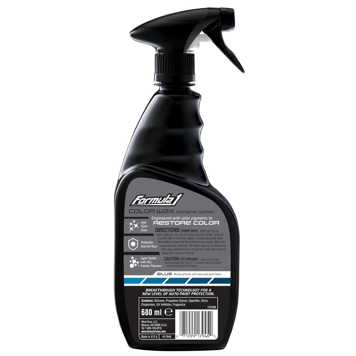 Formula 1 ceramic color spray wax bottle for blue cars, 680 ml