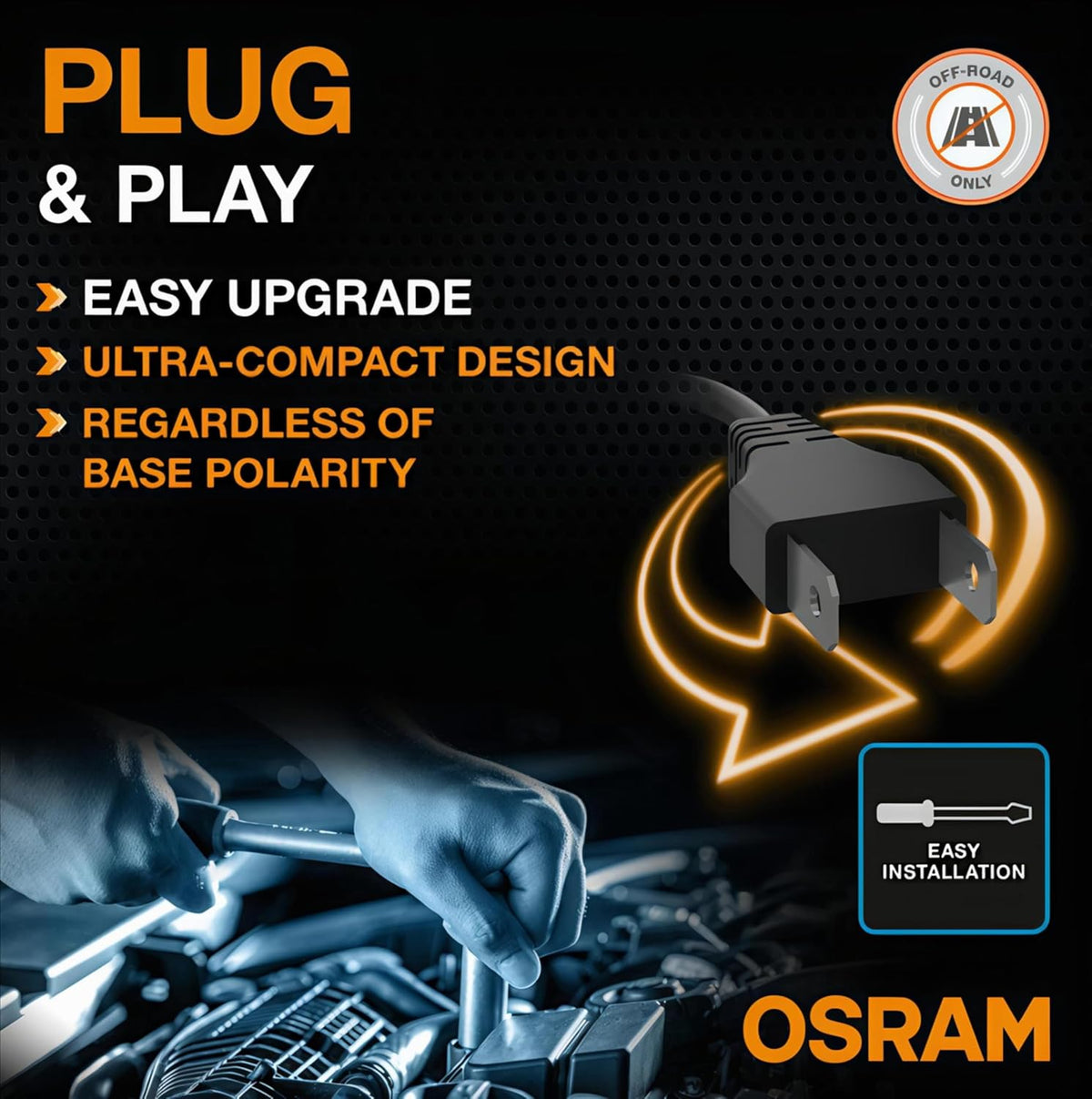 OSRAM 80W LED car headlight bulb, H1 fitment, 6000K cool white