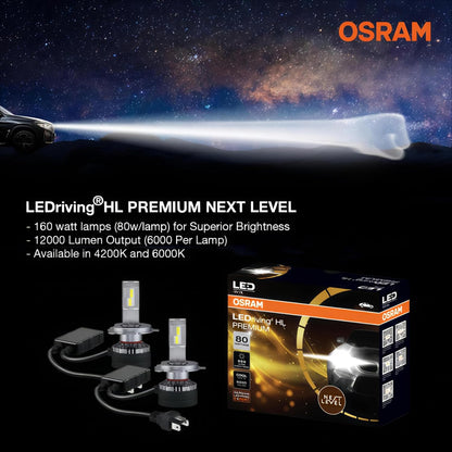 OSRAM 80W LED car headlight bulb, H1 fitment, 6000K cool white