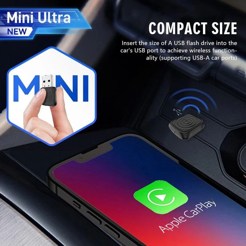 Carlinkt Mini Ultra wireless CarPlay and Android Auto adapter, black