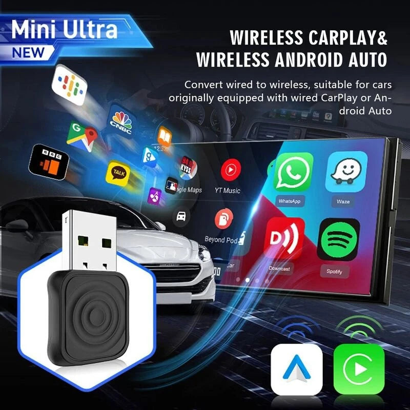 Carlinkt Mini Ultra wireless CarPlay and Android Auto adapter, black