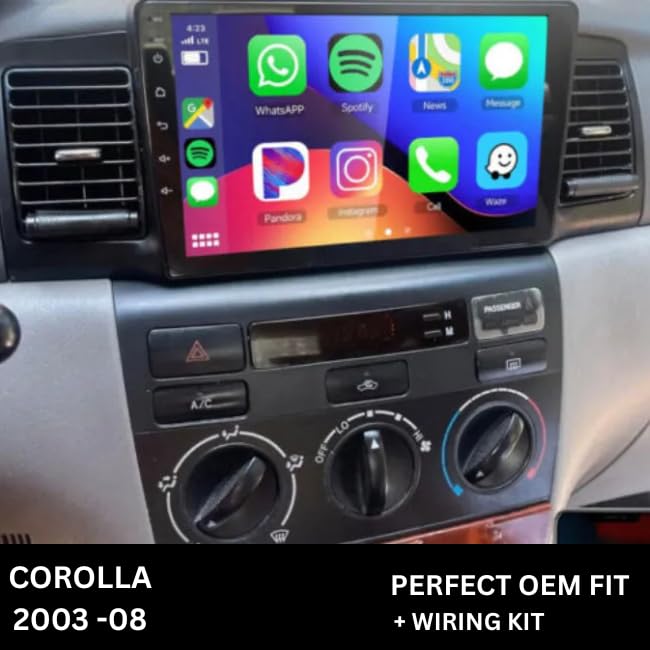 CarDost 9" Android frame dashboard panel for Toyota Corolla (2003–2008)