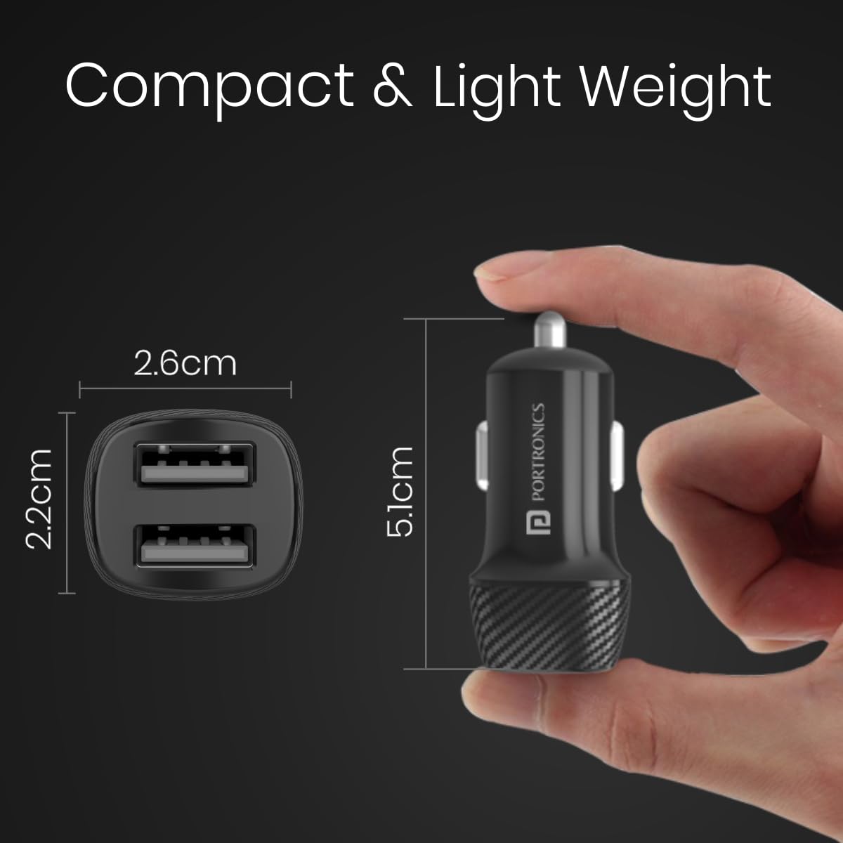 Portronics POR-1345 33W dual port PD/QC3.0 car charger