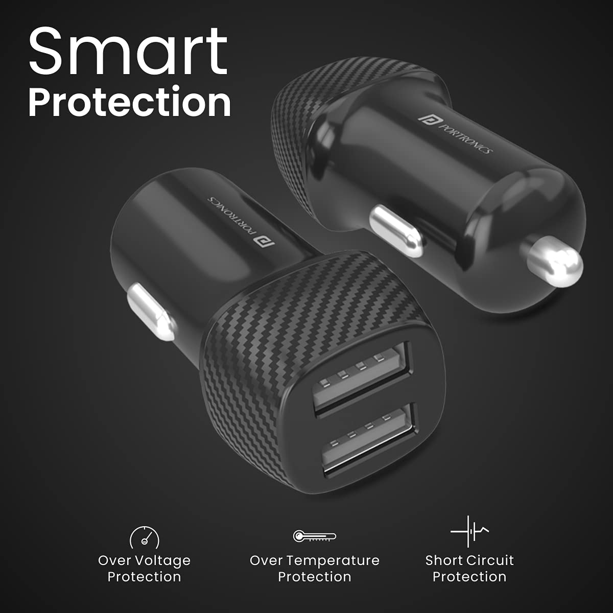 Portronics POR-1345 33W dual port PD/QC3.0 car charger