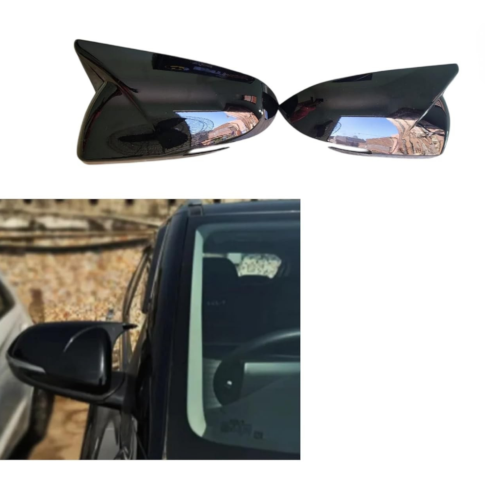 Batman style gloss black mirror covers for Kia Seltos (2019–2023), set of 2