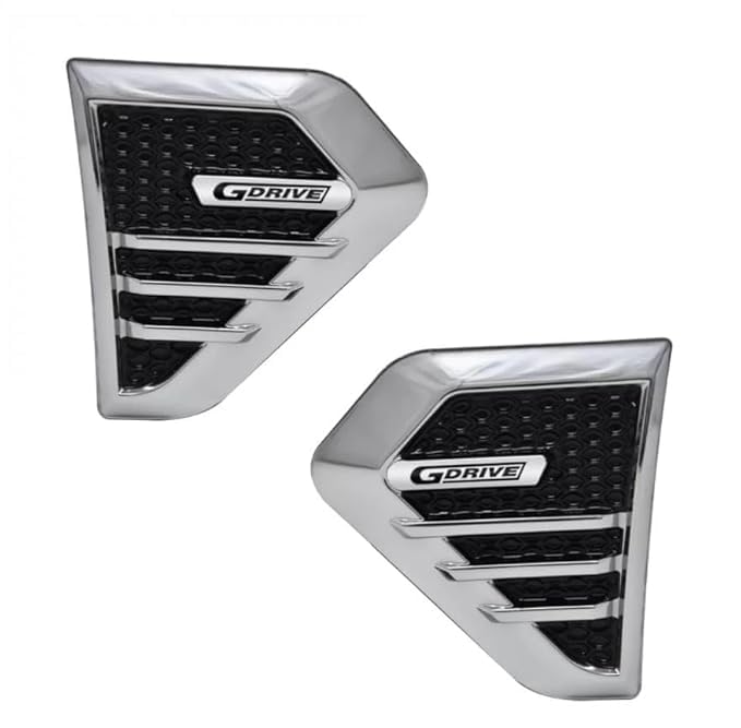 Chrome side vent decal set, universal fit, peel-and-stick, set of 2