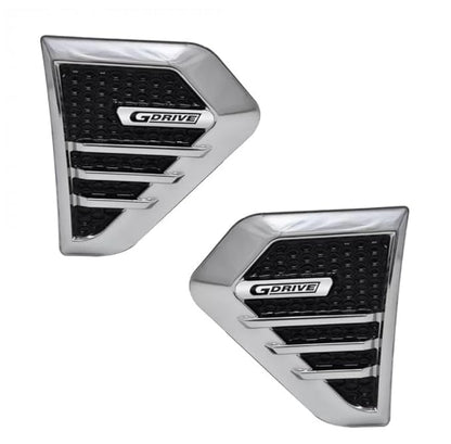 Chrome side vent decal set, universal fit, peel-and-stick, set of 2