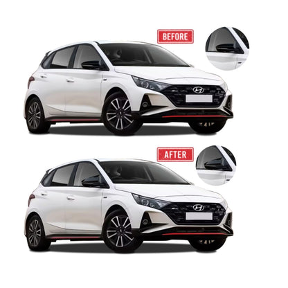 Batman style gloss black mirror covers for Hyundai i20 (2022+), set of 2