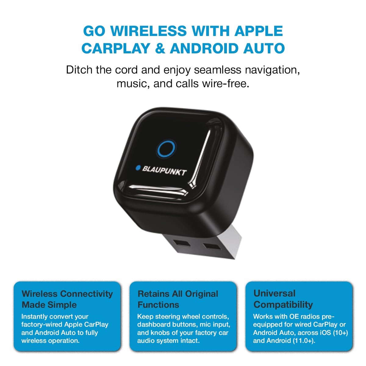 Blaupunkt BP W2WL M4 wireless CarPlay/Android Auto adapter