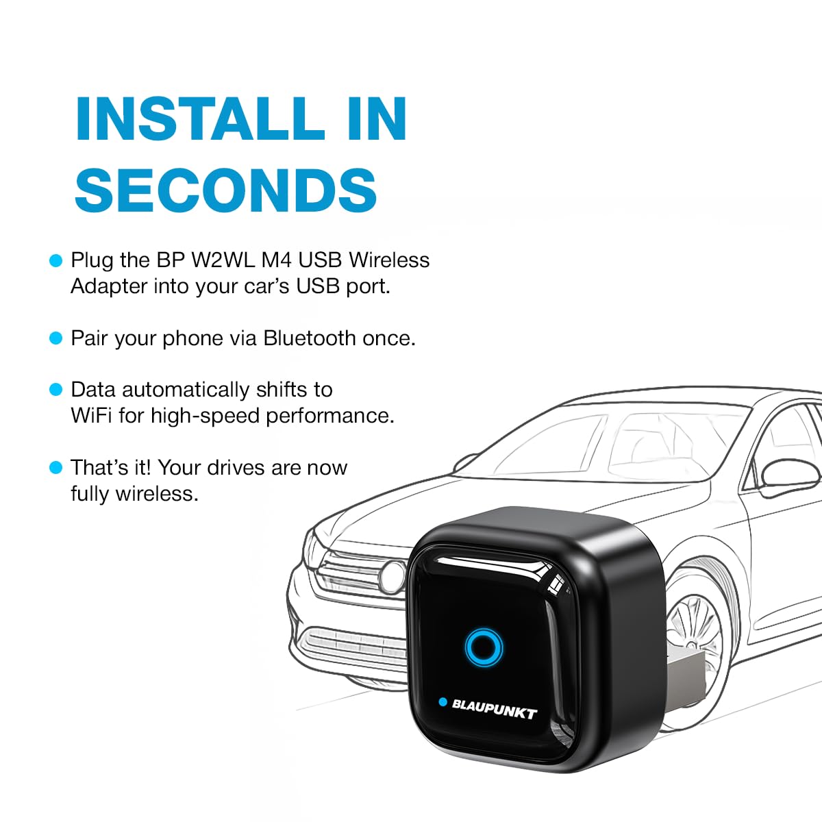 Blaupunkt BP W2WL M4 wireless CarPlay/Android Auto adapter