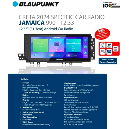 Blaupunkt Jamaica 990 12.3 inch Android system for Hyundai Creta
