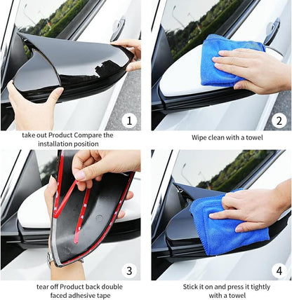 Batman style gloss black mirror covers for Maruti Suzuki Swift (2018–2024), set of 2