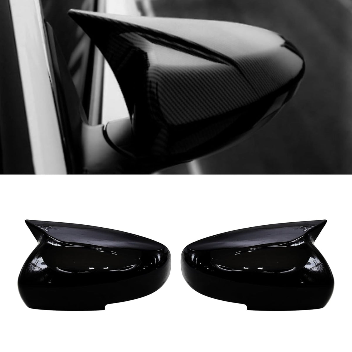 Batman style gloss black mirror covers for Maruti Suzuki Swift (2018–2024), set of 2