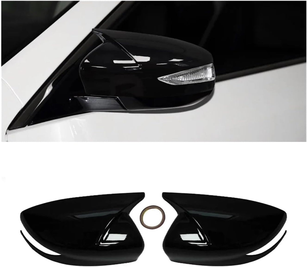 Batman style gloss black mirror covers for Hyundai New Creta (2020–2024), set of 2