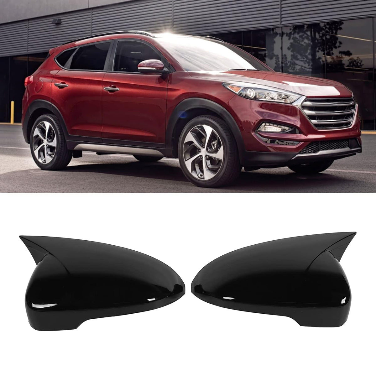 Batman style gloss black mirror covers for Volkswagen Virtus, set of 2