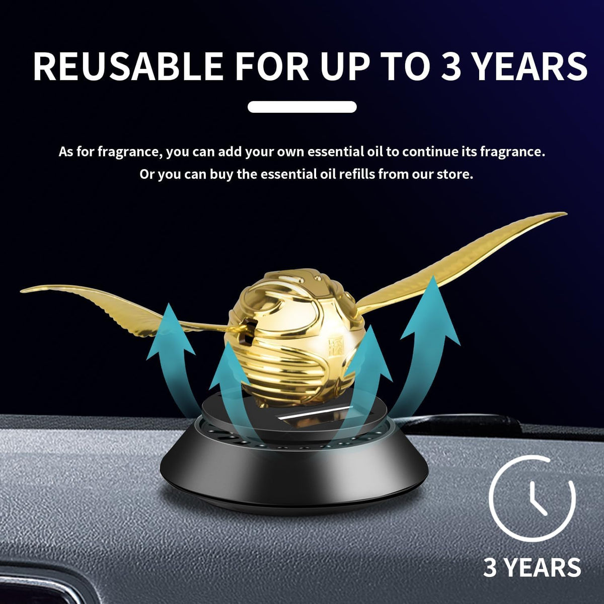 Golden Snitch ball style car dashboard air freshener figurine