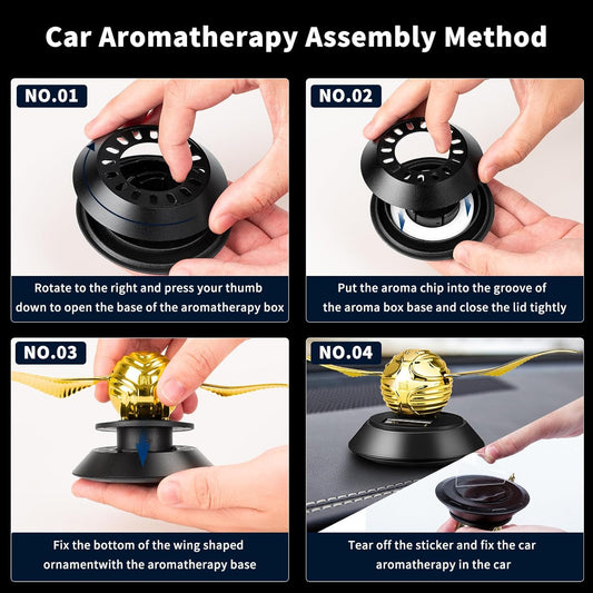 Golden Snitch ball style car dashboard air freshener figurine