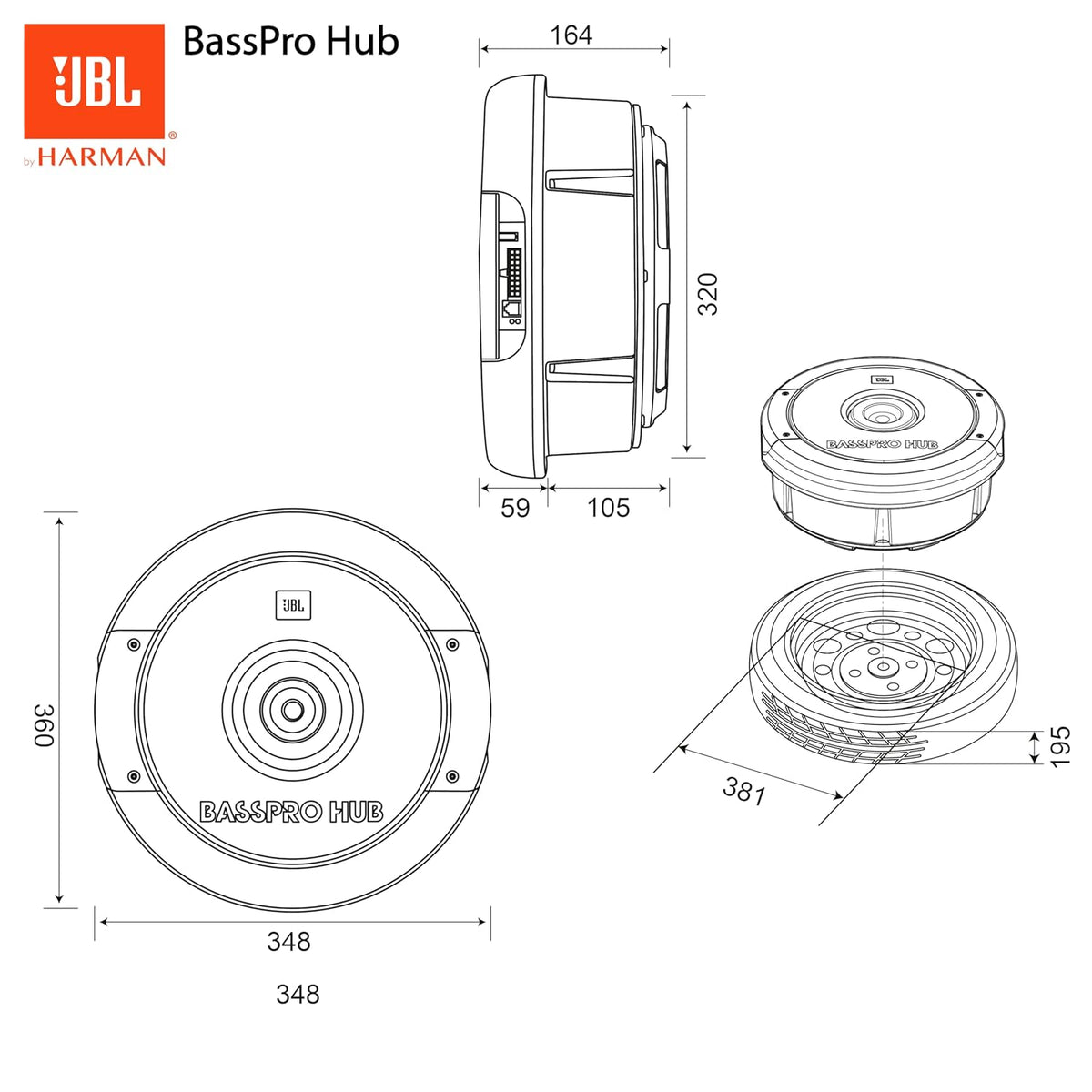 JBL BassPro Hub 11 inch active spare-tire subwoofer