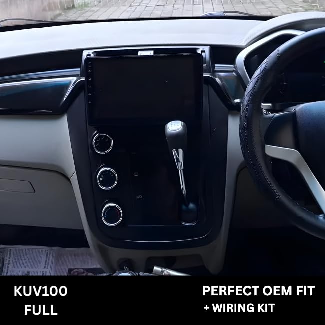 CarDost 9 inch Android stereo frame for Mahindra KUV100 with power cable connector