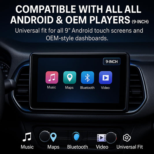 CarDost 9 inch Android stereo frame for Tata Nexon with power cable connector