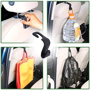 Set of 2 black car backseat headrest storage hooks
